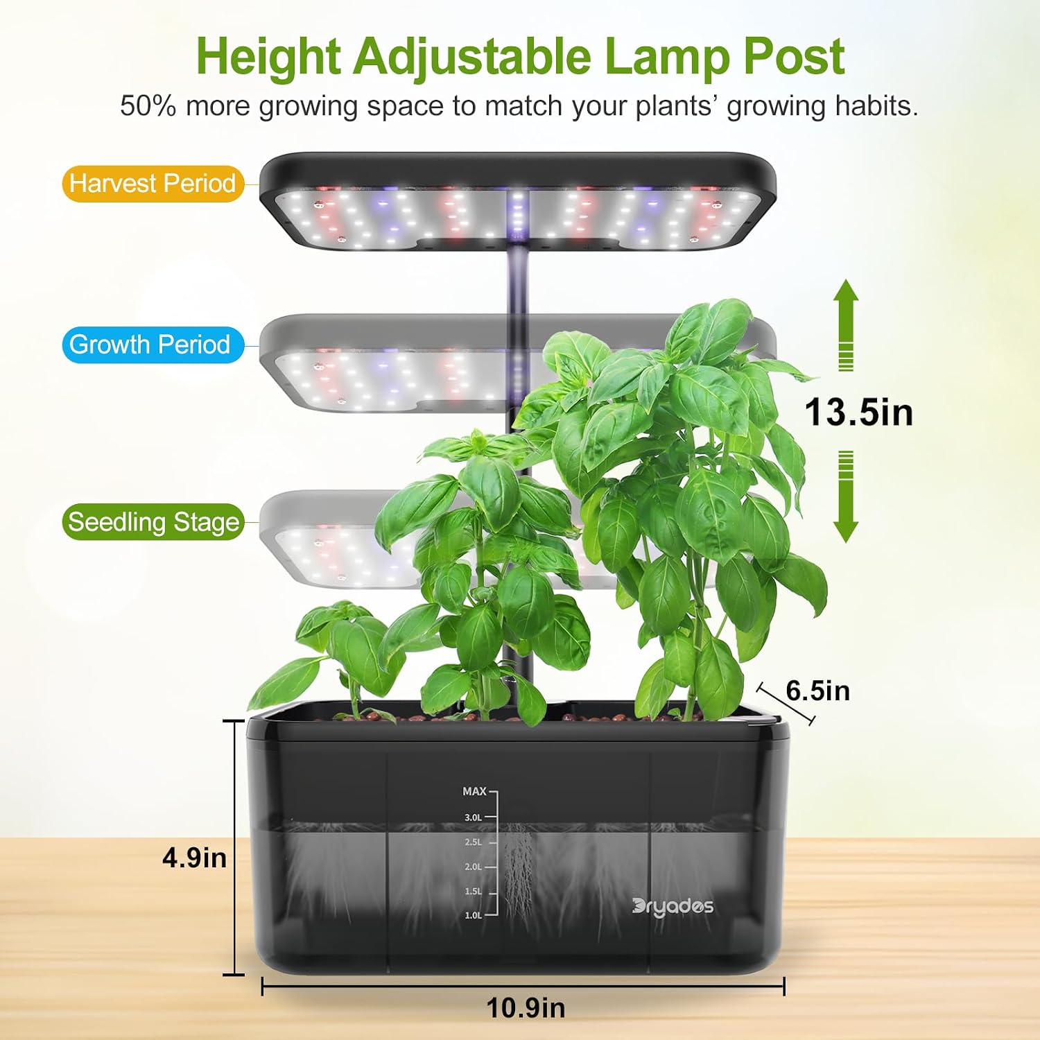 Hydroponics Growing System – Indoor Herb Garden w/Grow Light | Style of Clay Pebbles, w/ Premium Growth Lamp & Smart