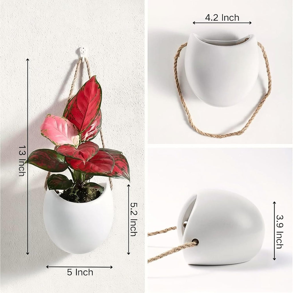 4 to 5 inch Ceramic Planters Wall Hanging Vases Decor - Set of 3 | Wall Decor for Home, Entryway, Hallway, Deck
