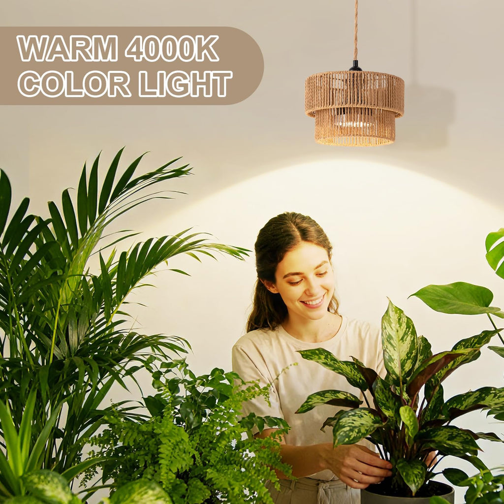 Hanging Grow Light, 30W LED Lamp with Timer for Indoor Plants | 4000K LED plant lamp with 15 ft cord, outlet timer, and