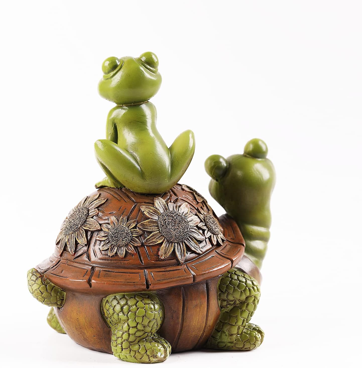 Resin Frog and Tortoise Garden Statue, Green Frog Tortoise Figure for Outdoor Decor Yard and Garden Decoration Resin