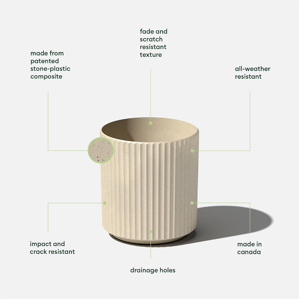 Veradek Demi Series Round Planter for Porch, Patio, Backyard | Durable Plastic-Concrete Material | Modern Décor for
