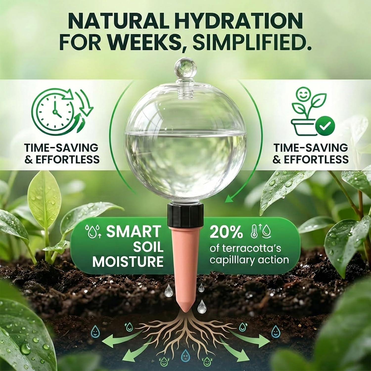 2 Pack 26 oz Extra Large Plant Self Watering Globes to 3 Weeks Watering | Shuomeng Extra Large Self Watering Globes