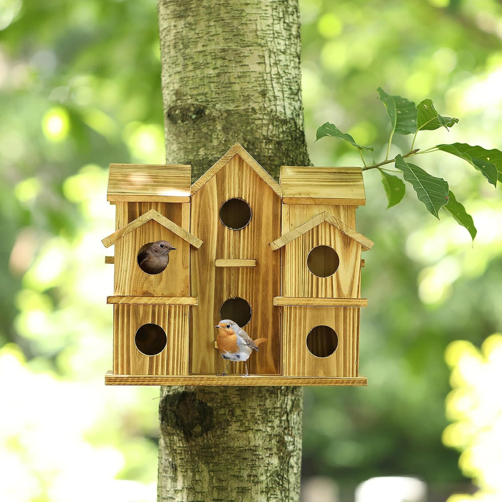 Bird Houses for Outside 10 Hole Bird House Room for 10 Bird Families Large Bird House for Garden/Courtyard/Backyard
