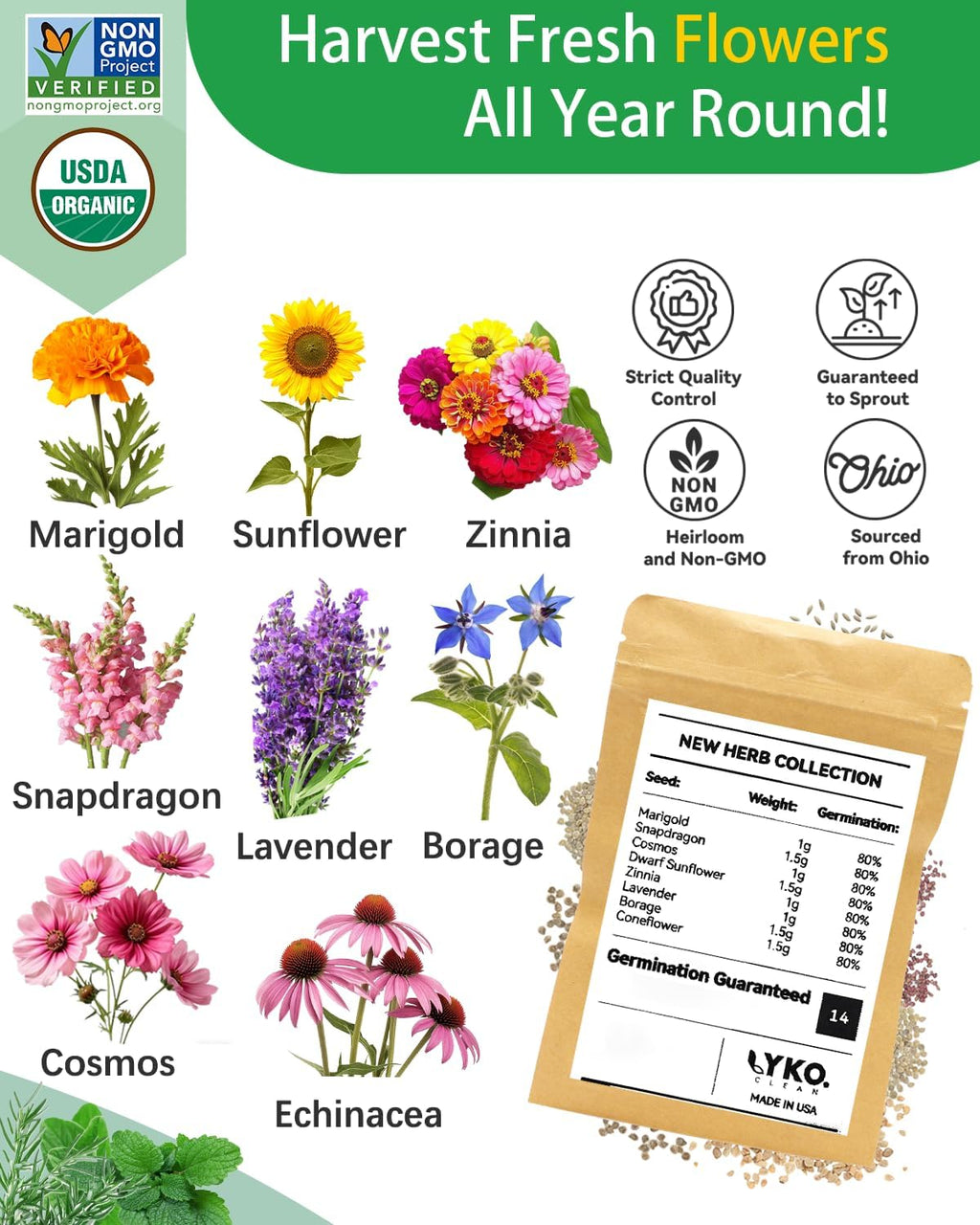 Vibrant Flower Seed Pod Kit Compatible with Gardencube, idoo,Ahopegarden Hydroponics Growing System with