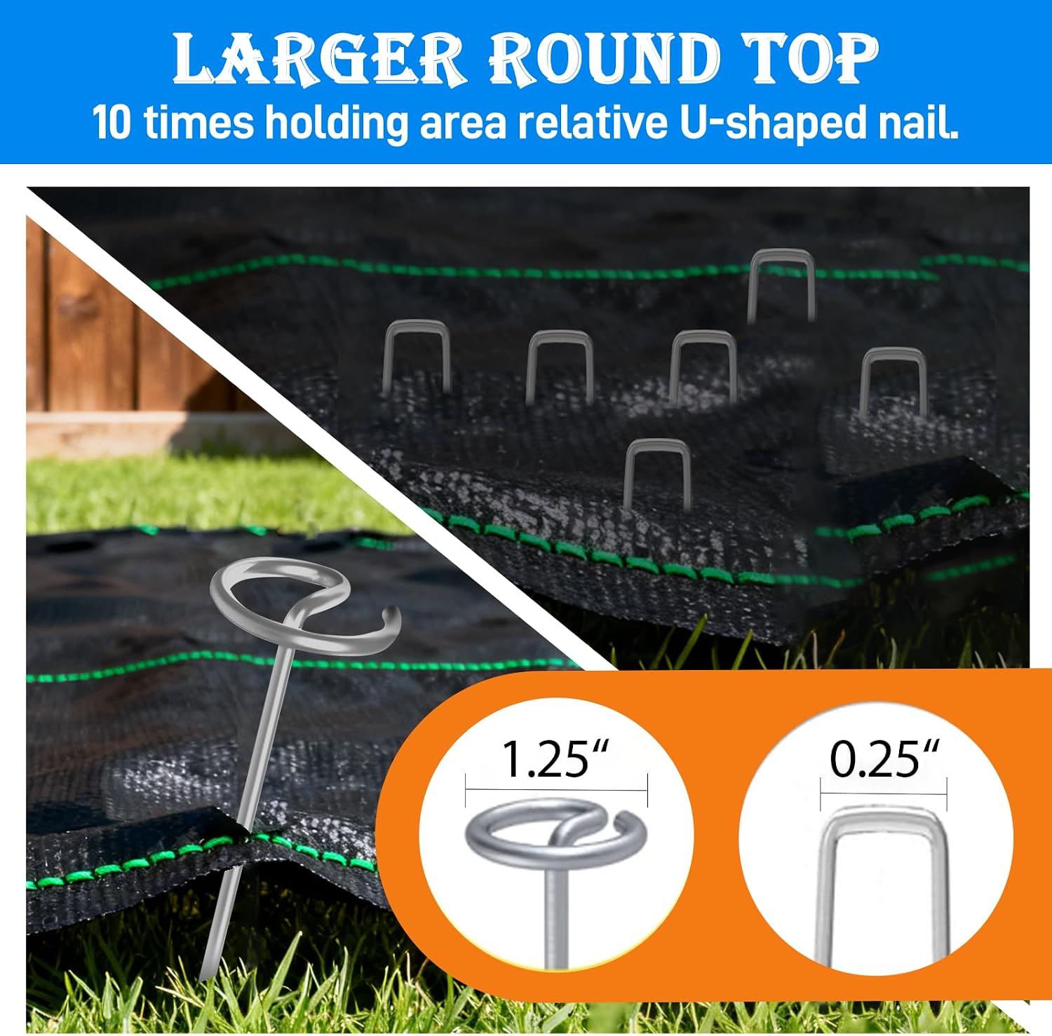 120 PCS Landscape Fabric Pins, 8 Gauge Galvanized Steel Garden Staples with 1.3 inch Landscape Fabric pins & Free