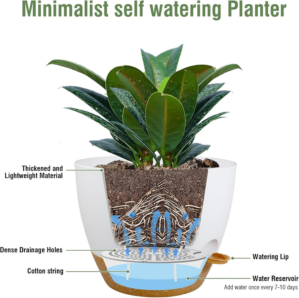 Meowell 12 inch Large Self Watering Pots for Indoor Outdoor Plants, Plant Pots with Mesh Drainage Holes for Garden