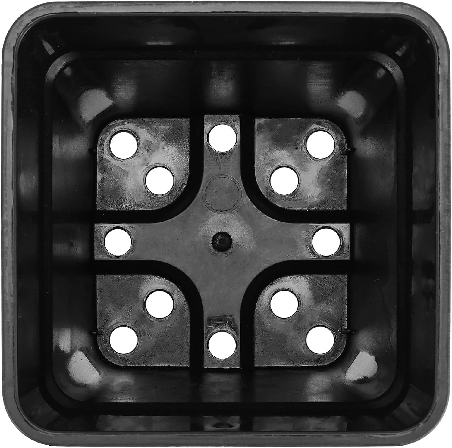 JEUIHAU 16 Packs 5.5 Inch Plastic Square Nursery Pots, Black Square Nursery Plant Pot with Saucers, Seedling Nursery