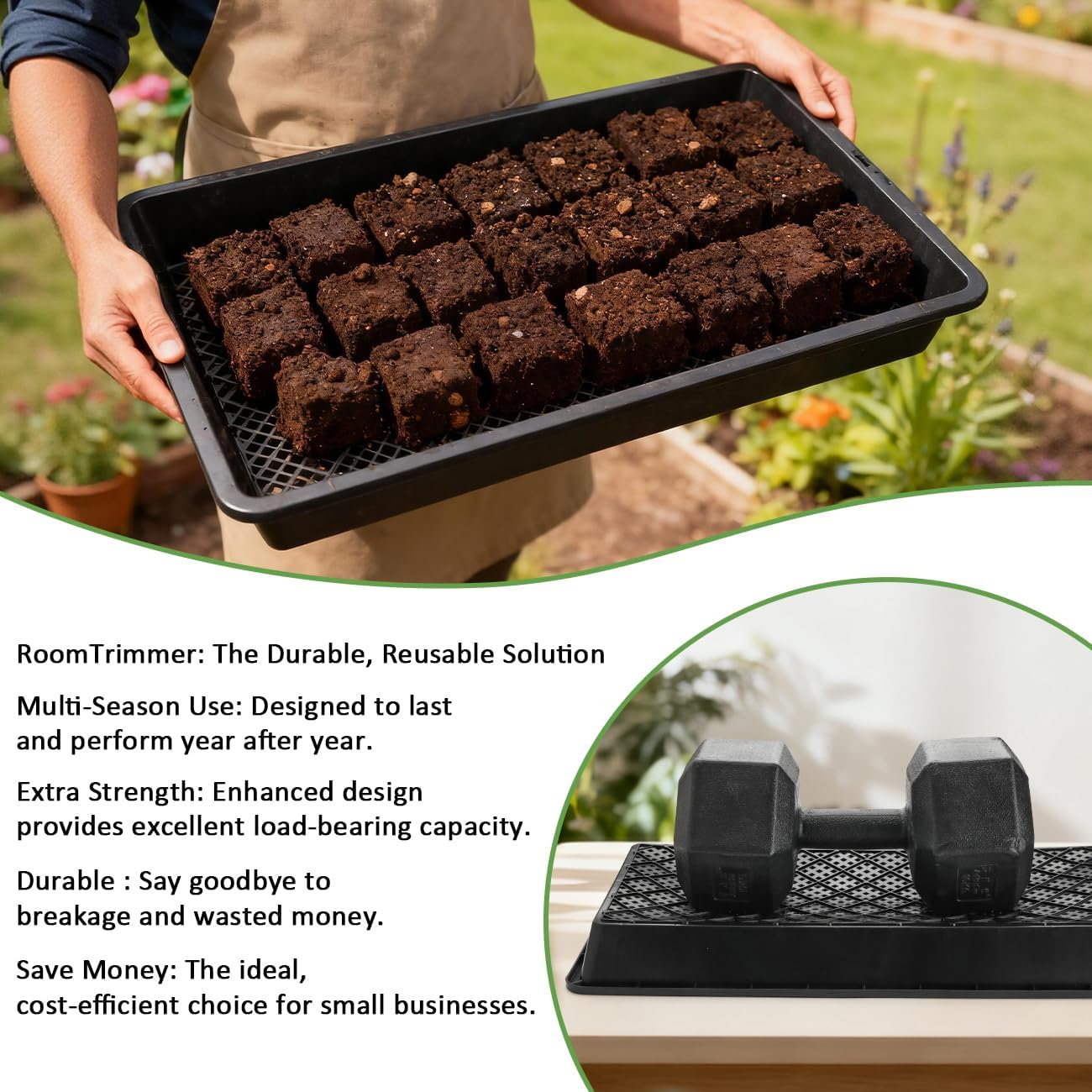 RooTrimmer 10 Pack 1020 Mesh Trays, Extra Strength 1020 Mesh Bottom Trays with Holes, 20'' x 10'', Heavy Duty
