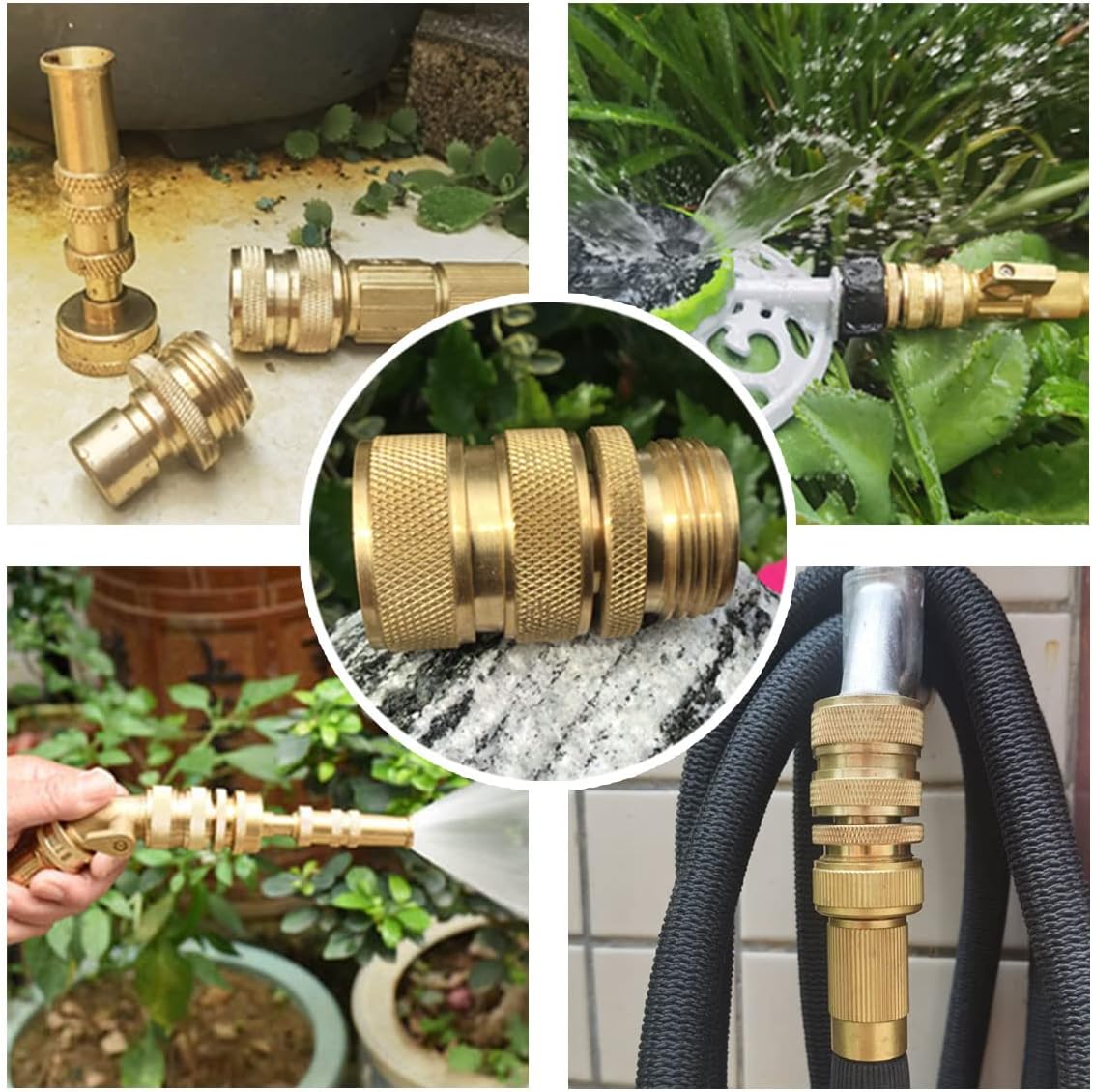 PLG Brass Garden Hose Quick Connect Fittings 3/4 Inch - Leak-Proof for Nozzles, Watering & Car Washing, 4 Pack