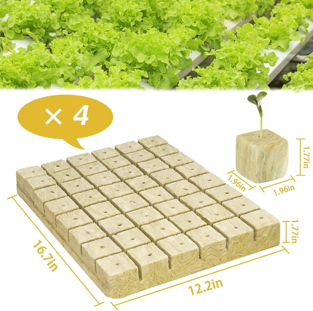 Halatool 2 Inch Rockwool Cubes for Hydroponics, 192 Plugs Seed Starter Cube | High Germination Rate for Vegetables &