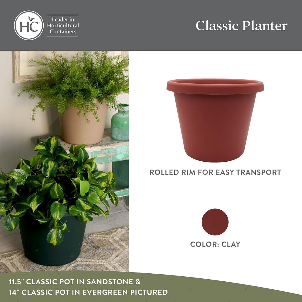 The HC Companies Classic Round Plastic Plant Pot w/Rolled Rim - Lightweight & UV Resistant Flower Pot for Herbs & More