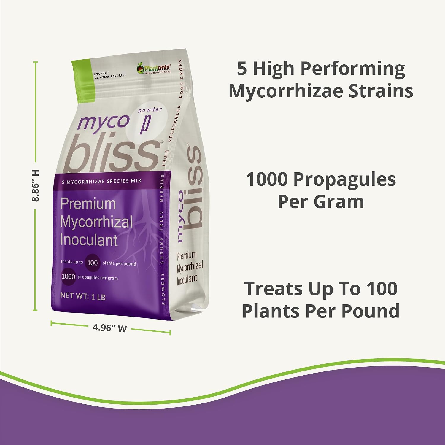 Myco Bliss Powder (2lbs) - Mycorrhizal Fungi for Soil - 5 Strain Mycorrhizal Inoculant with 1000 Propagules Per Gram