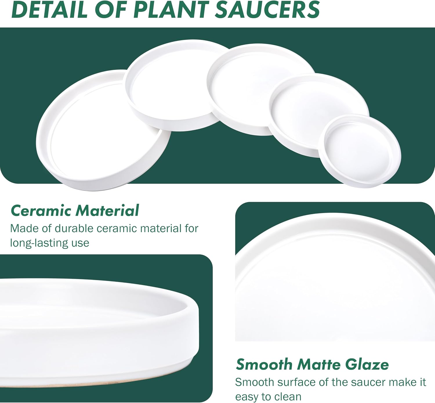 D'vine Dev Ceramic Plant Saucer/Drainage Tray, 8.7 in, White, 97-T-A-4 | Glazed Ceramic, High Temperature Fired