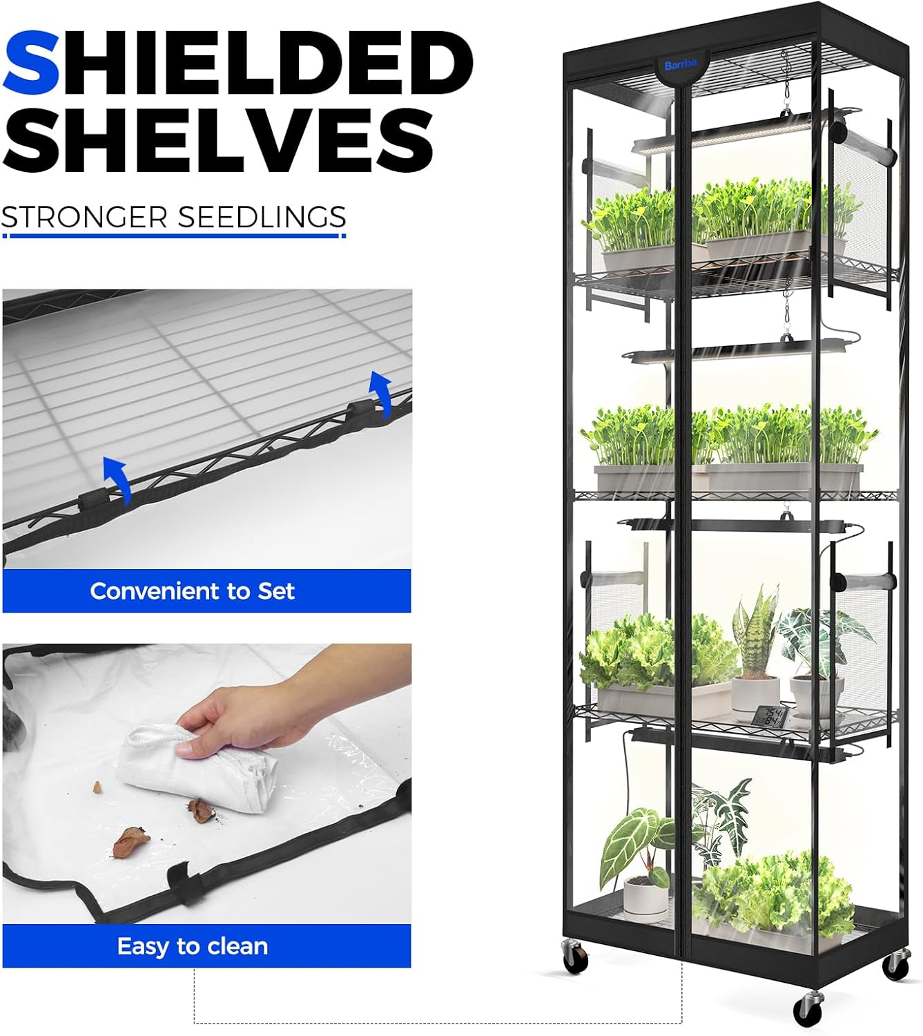 Barrina LP600 Indoor Greenhouse with Grow Light, 5 Tier Stand with Tent | Adjustable Shelf, 100W TX-S25 1.6FT 5000K