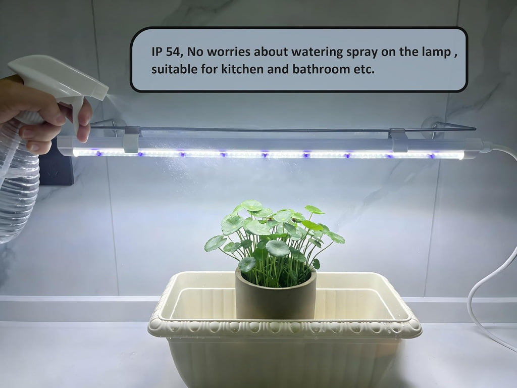 2FT Suction Cup Style Plant Grow Light,12W, LED Grow Lamp Fixture on wall, Seed Starter kit, 6500K Cool White, Enhanced