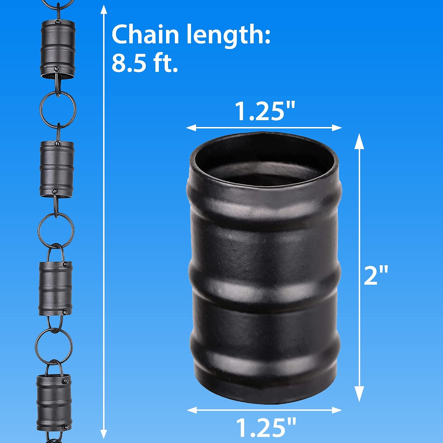 Tri-Stripe Rain Chains for Gutters 8.5ft