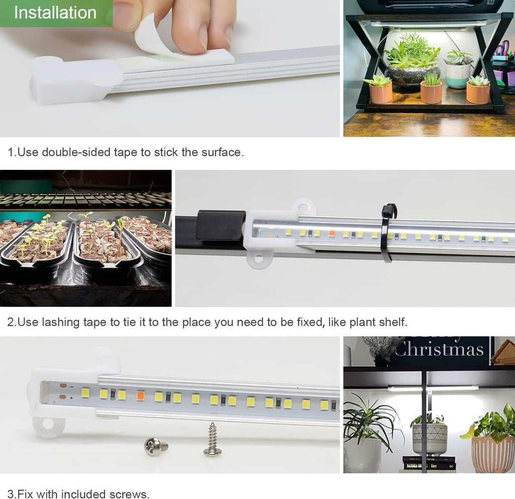 Wiaxulay 16in Plant Grow Light Strip, Full Spectrum for Indoor Plants 5V/2A | 120 LEDs 2 Bars 2 Pack, 6000K Growing