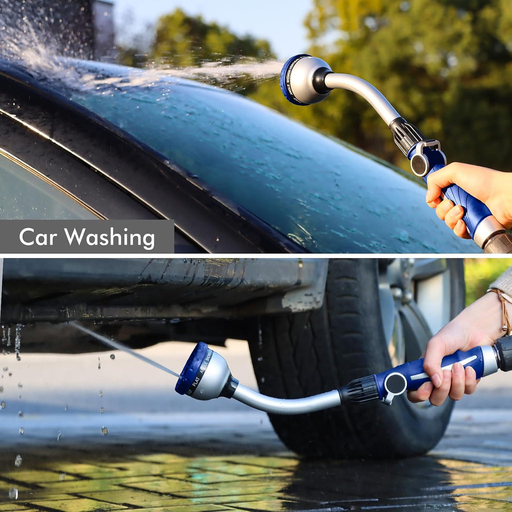 RESTMO Watering Wand Heavy Duty, 15-Inch Long Hose Nozzle Sprayer | 10 Spray Patterns & Thumb Flow Control, Metal