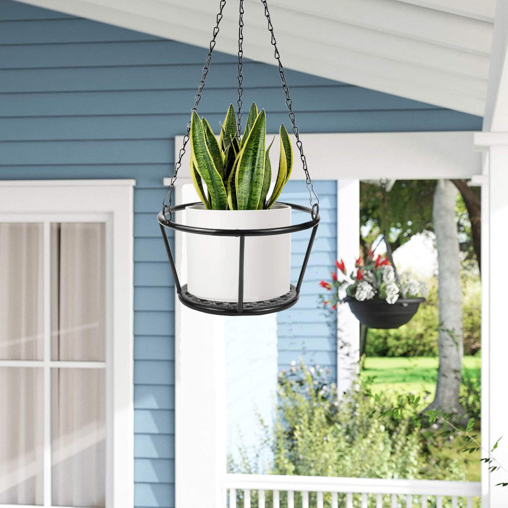 ARTORA 2 Pack Metal Plant Hanger, Modern Plant Hanging Basket Decorative Black Plant Pot Holder Flower Planter Hanging