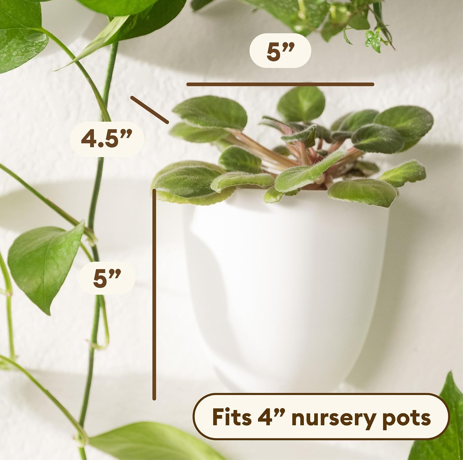 PlantPod Classic - Self-Watering Wall Planters (6, White) - Easy to Water and Install - Lightweight - Design Your Own