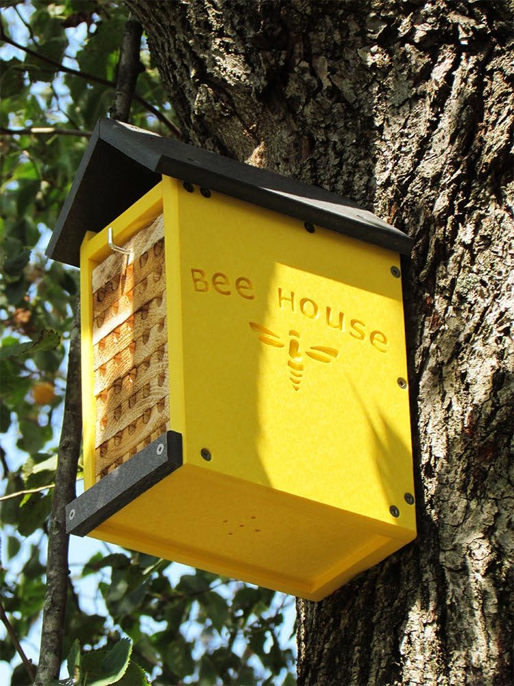 Small Poly Lumber Mason Bee House - Attracts Bee Pollinators in Your Garden - Made in The USA