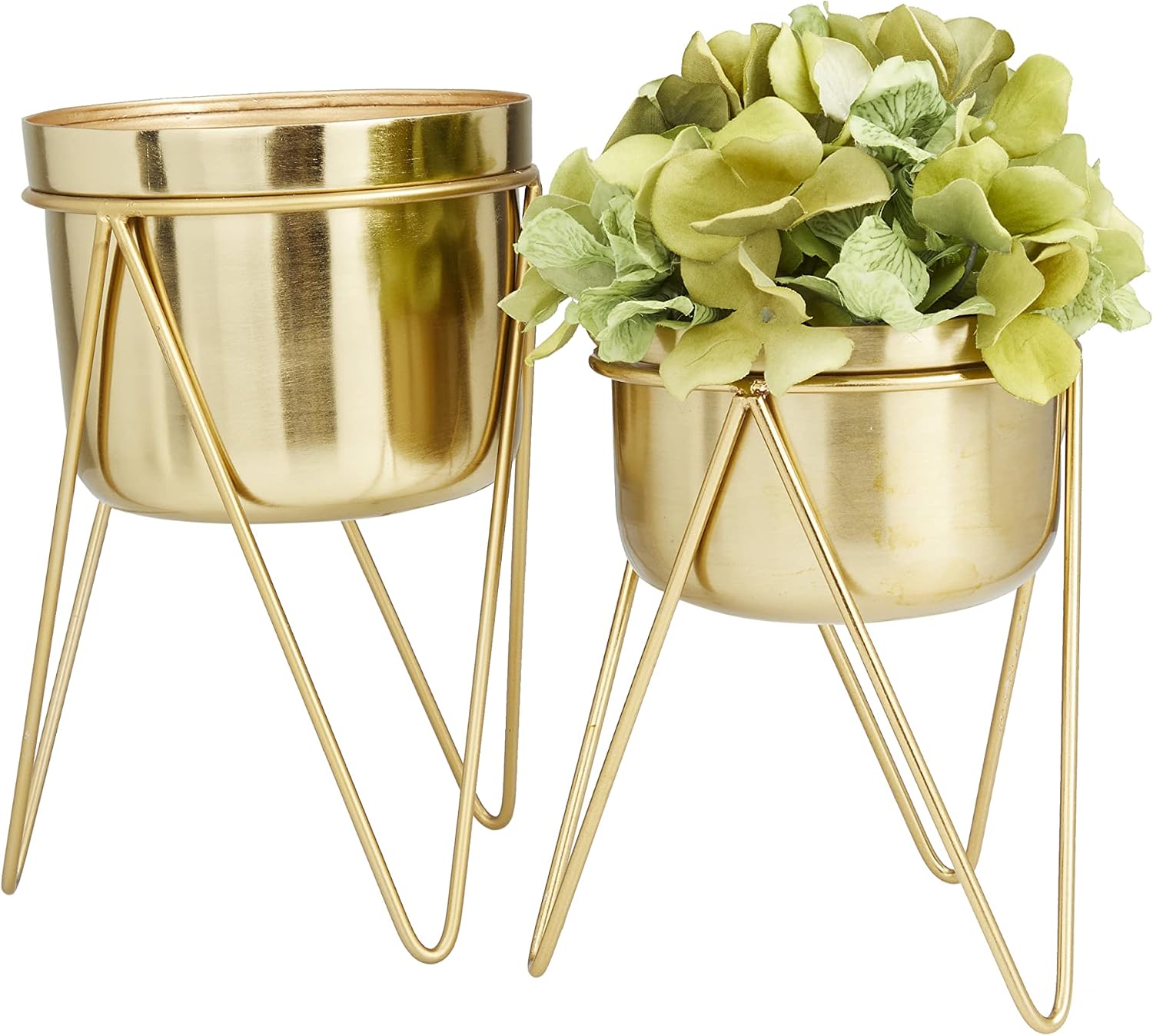 CosmoLiving by Cosmopolitan Metal Indoor Outdoor Planter Small Planter Pot with Removable Stand, Set of 2 Planters 7"