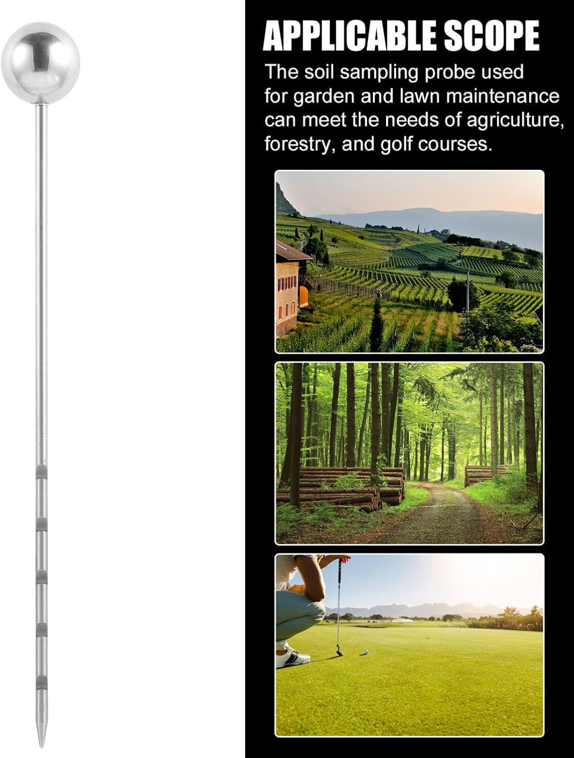GANAZONO Sampler Probe Stainless Steel Monitor Metal Moisture Meter 14in Detector Metal Grain Rice Sampler for Lawn