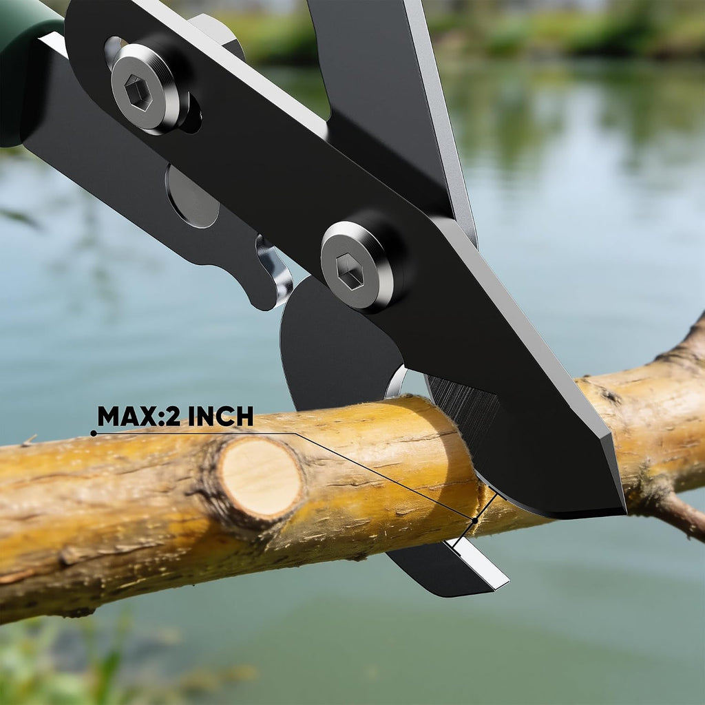 GARTOL 2-Inch Cutting Capacity Bypass Loppers, 26-33" Extendable Tree Branch Cutter, Professional Gear-Driven