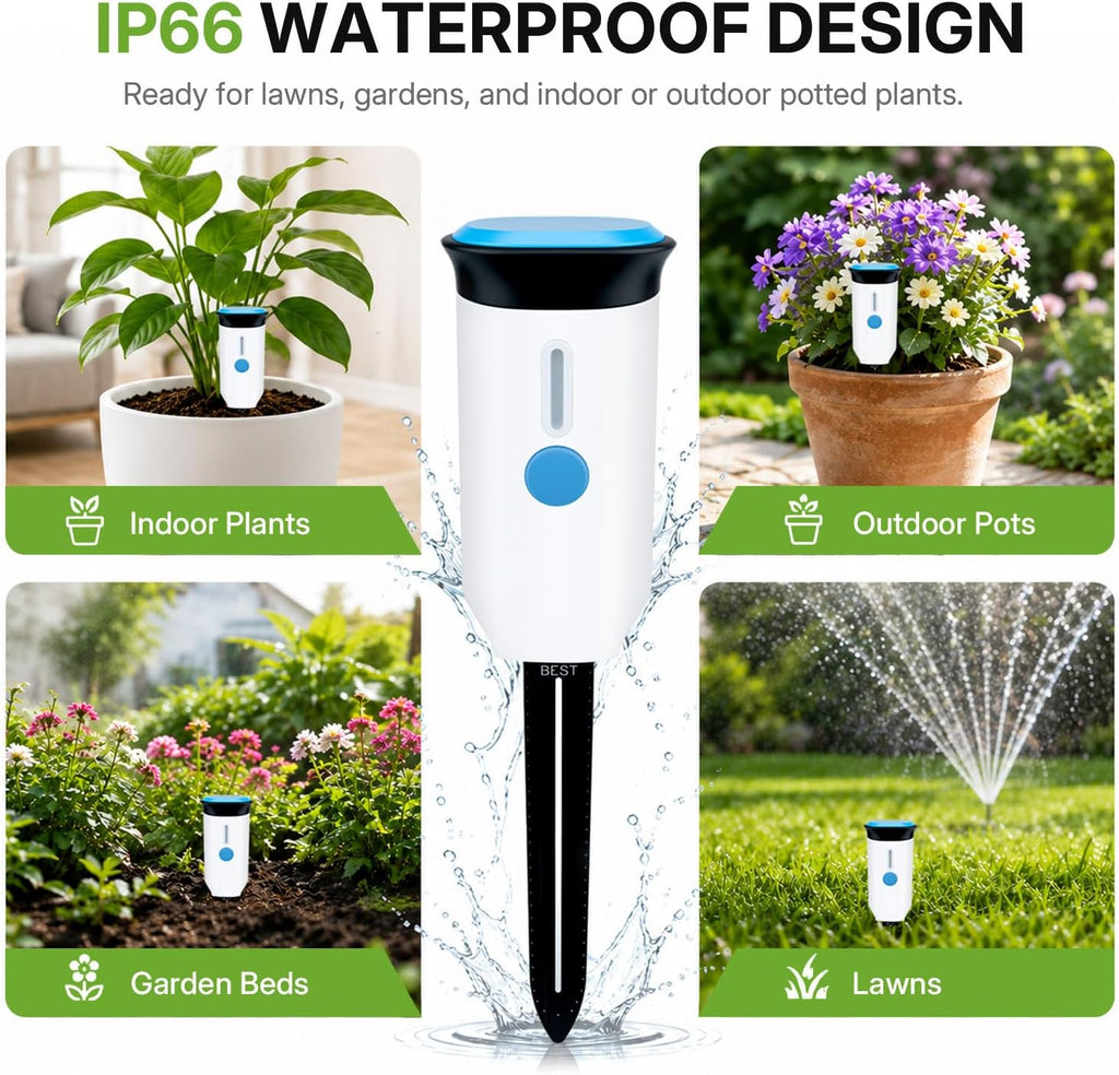Mcbazel WiFi Smart Soil Tester, No Hub Needed, Tuya/Smart Life App | Soil moisture & air temp, IP66 waterproof, 2 AA