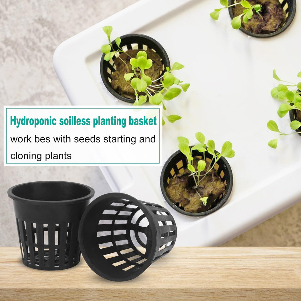 100 Pack 3 Inch Net Pots, Slotted Mesh Net Cups, Round Wide Lip Design Hydroponics Supplies Cups for Indoor or Outdoor