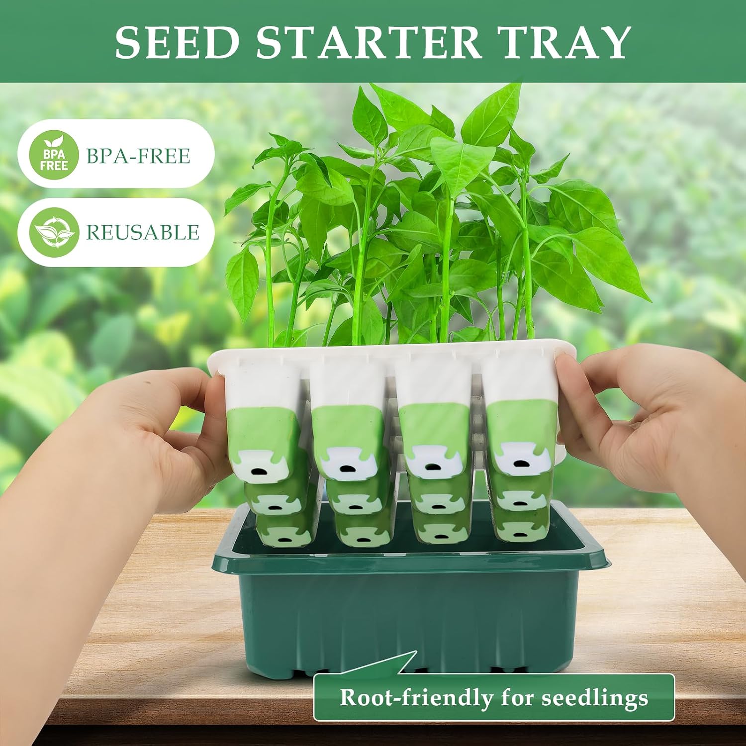 Seed Starter Tray, 72 Cells Indoor Seed Starter Kit, Flexible Silicone Designed Seedling Starter Trays, Germination