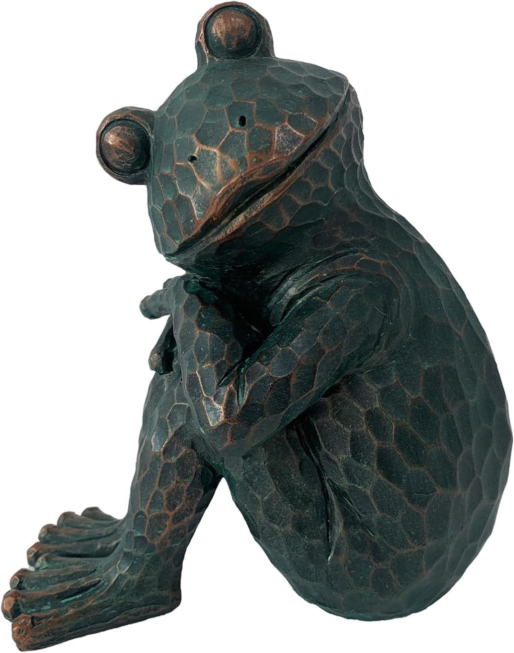Vintage Verdigris Meditating Frog Garden Statue, 9.8" H | Hand-painted verdigris finish Weather-resistant resin craft