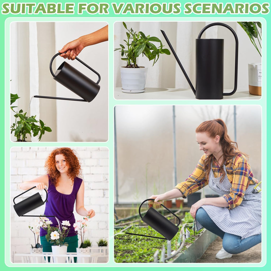 Watering Can Outdoor, 50 oz/1.5L Watering Can with Long Spout and Handle, Stainless Steel Garden Watering Pot for
