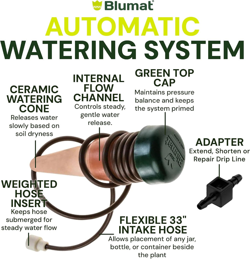 Blumat Classic Self-Watering Stakes - Prevents Overwatering and Underwatering for Healthy Growth While You are Away