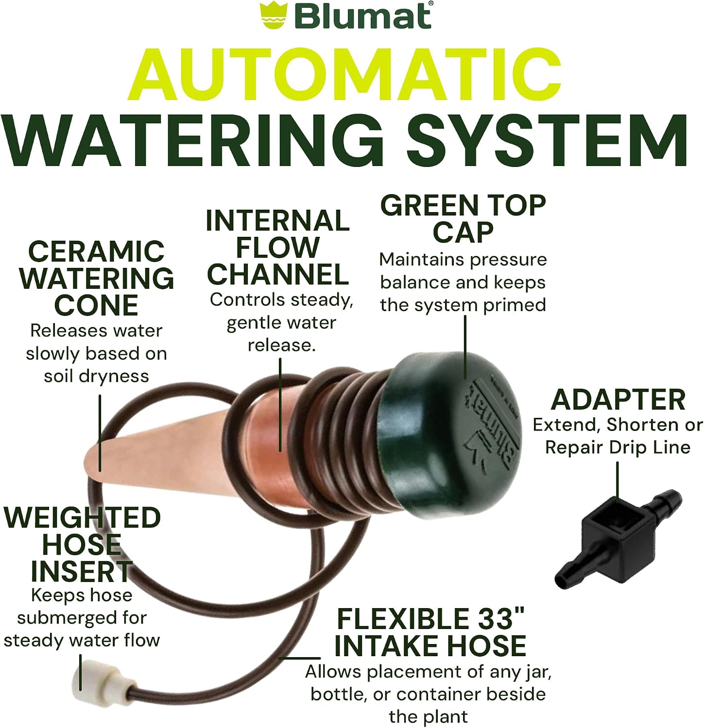 Blumat Classic Self-Watering Stakes - Prevents Overwatering and Underwatering for Healthy Growth While You are Away