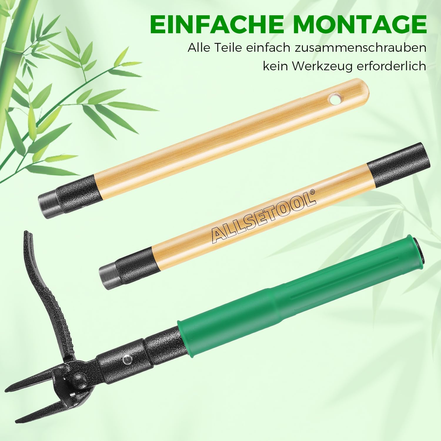 Weed Puller Tool with 2 Weed Eject Feature, 43.7in Stand Up Dandelion Remover Tool, Real Bamboo Handle and Metal 4 Claw