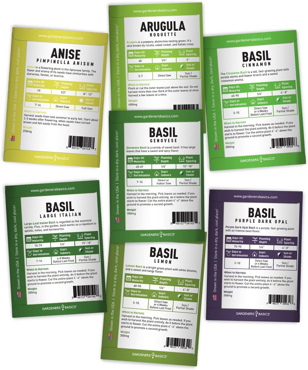 Gardeners Basics 35 Medicinal Herb Seeds Variety Pack for Planting, Non-GMO | 35 medicinal and culinary herbs; over