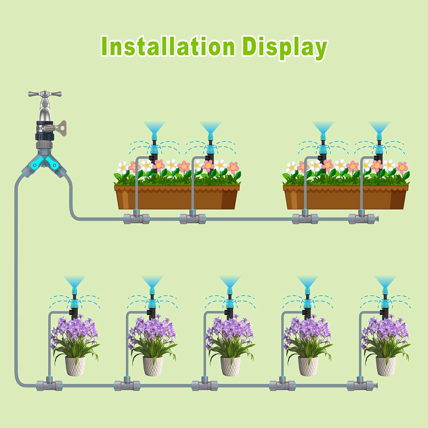 98ft Drip Irrigation Kit, Upgraded Quick-Connect System with Adjustable Nozzles & Durable Hoses, Complete Garden