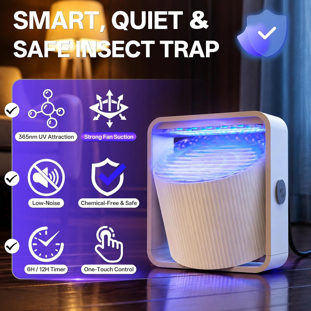 Fruit Fly Traps for Indoors, Gnat and Insects Catcher for House with UV Light, Fan Suction, Ideal for Garage, Kitchen