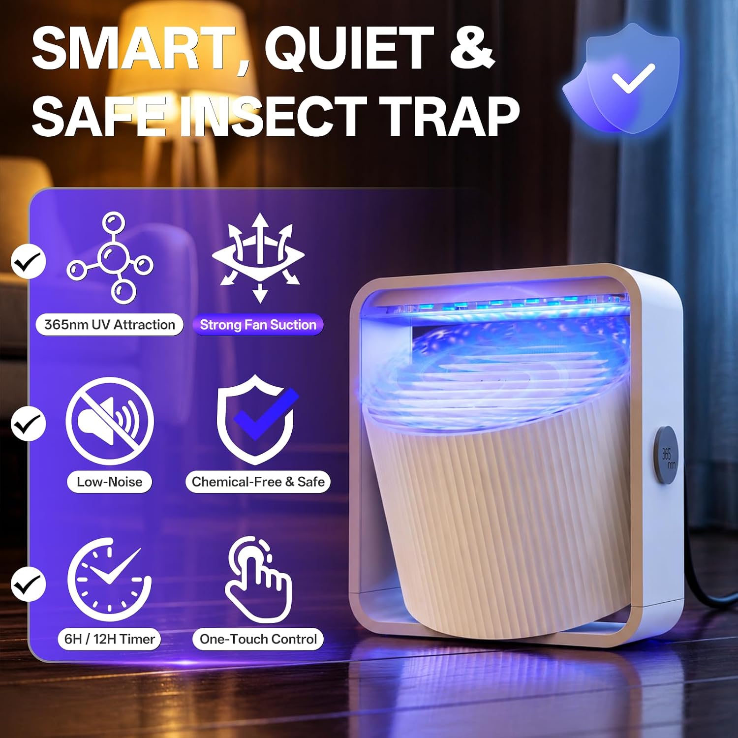 Fruit Fly Traps for Indoors, Gnat and Insects Catcher for House with UV Light, Fan Suction, Ideal for Garage, Kitchen