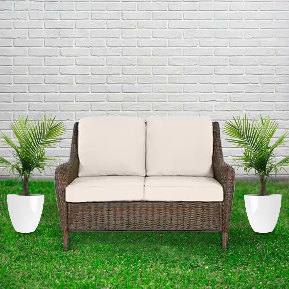 RUBBER BOND Plastic Plant Pots 2 Pack - Modern Indoor/Outdoor Planters for Home Decor - Weather-Resistant Large Flower