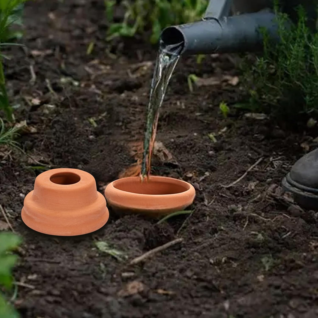 JUXYES 6 Pack Terracotta Self Watering Pots Watering System Planter Spikes | 18 oz Plant Watering Globes with Lid