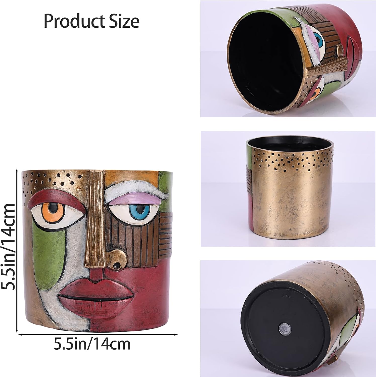 DOVDOV Abstract Face Planters, Unique Face Planters, Perfect for Indoor Plants, Fun Face Planters, Colorful Plant Pots