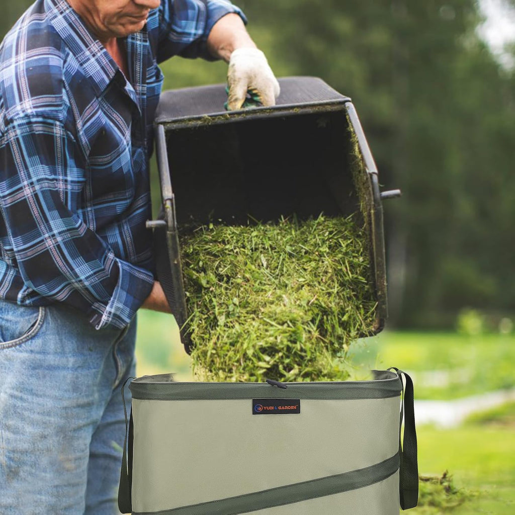 YUDI & GARDEN 46 Gallon Square Collapsible Yard Waste Containers | Collapsible Trash Can, For Collecting Weeds, Leaf