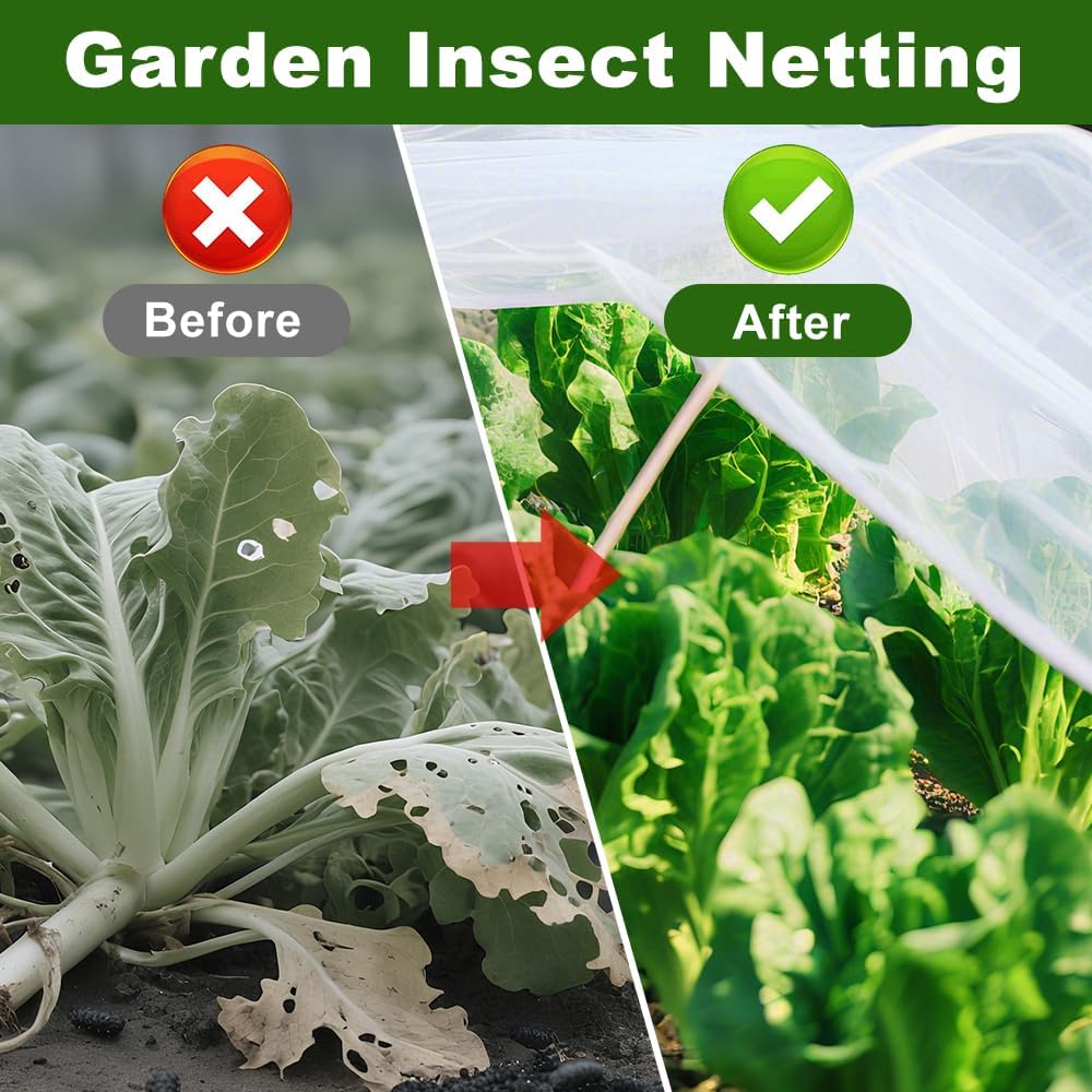 Agfabric Garden Netting 10'x20' Insect Pest Barrier Bird Netting for Garden Protection,Row Cover Mesh Netting for