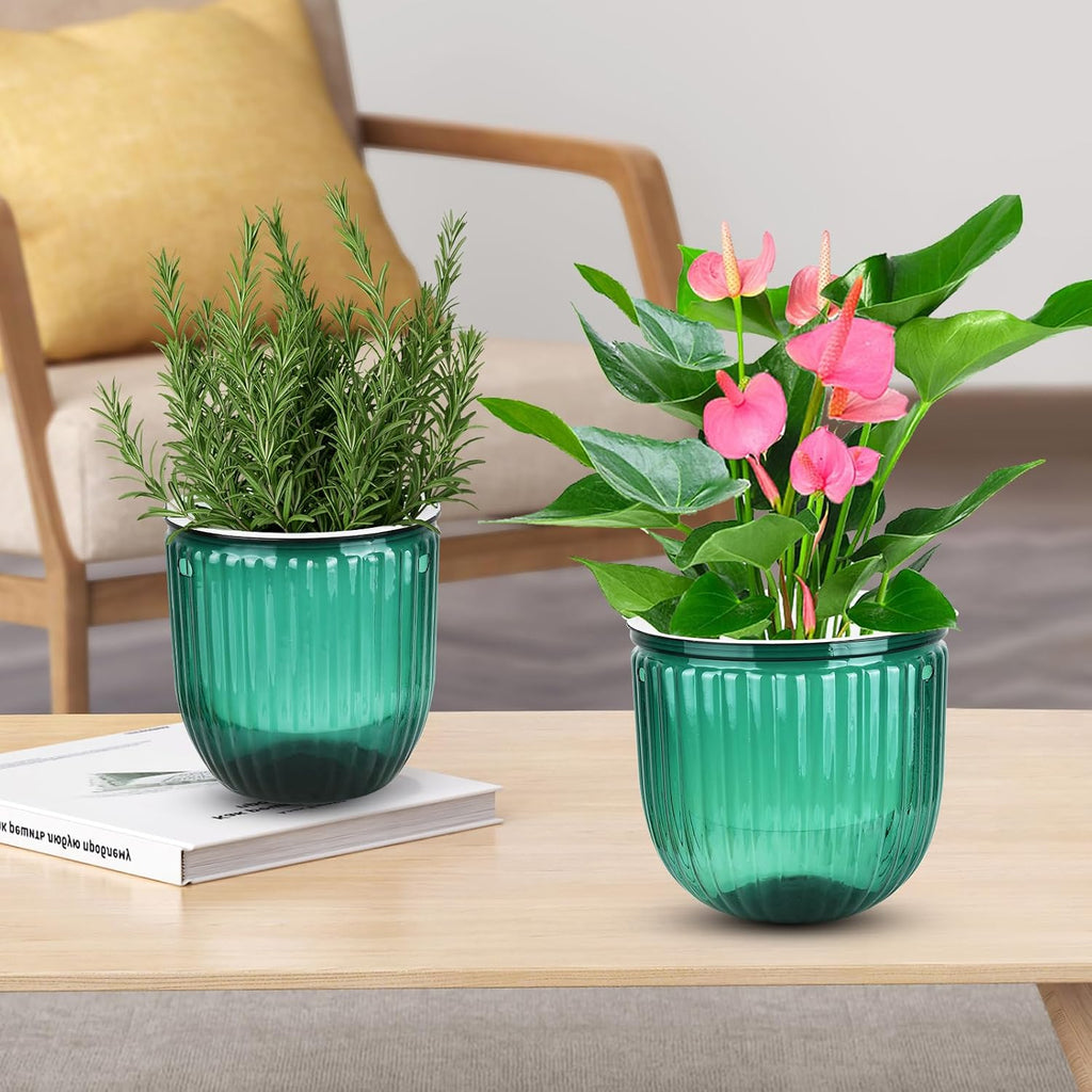 4Pcs Self Watering Hanging Planter, 6.5'' 4.5'' Hanging Plant Pots with Drainage Holes,Plastic Hanging Plant Flower