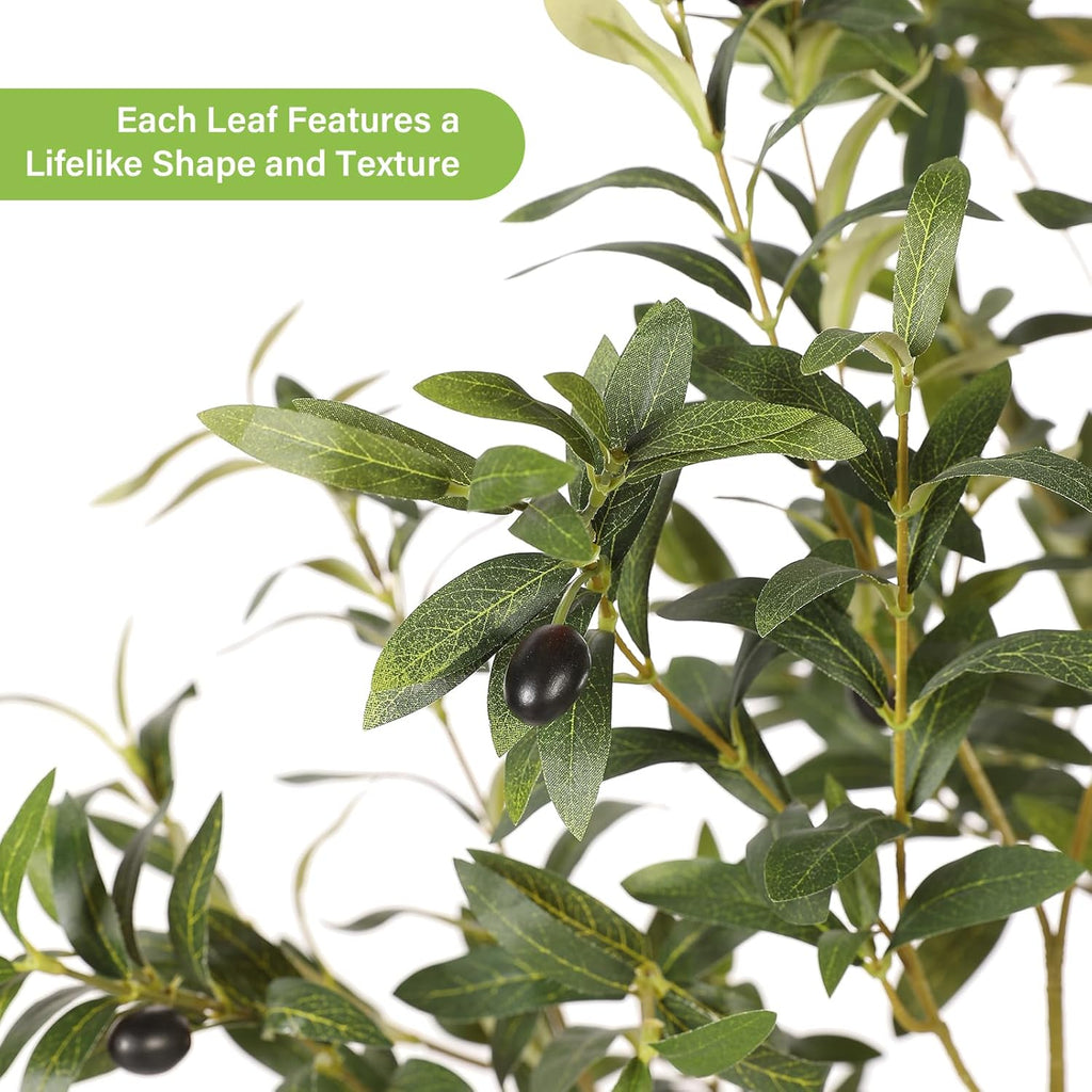 FEELEAD Olive Tree Artificial Indoor 6ft with Planter for Living Room Decor | Faux Olive Tree 6 Feet with Textured