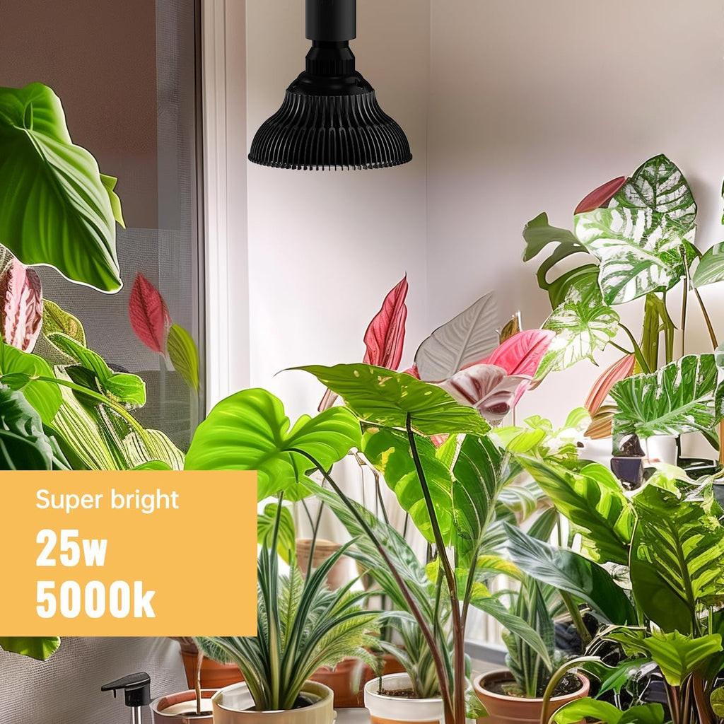 Hanging Grow Lights for Indoor Plants, 25W 5000K, LED Light Bulbs | LED Grow Light, Height Adjustable Pendant, Full