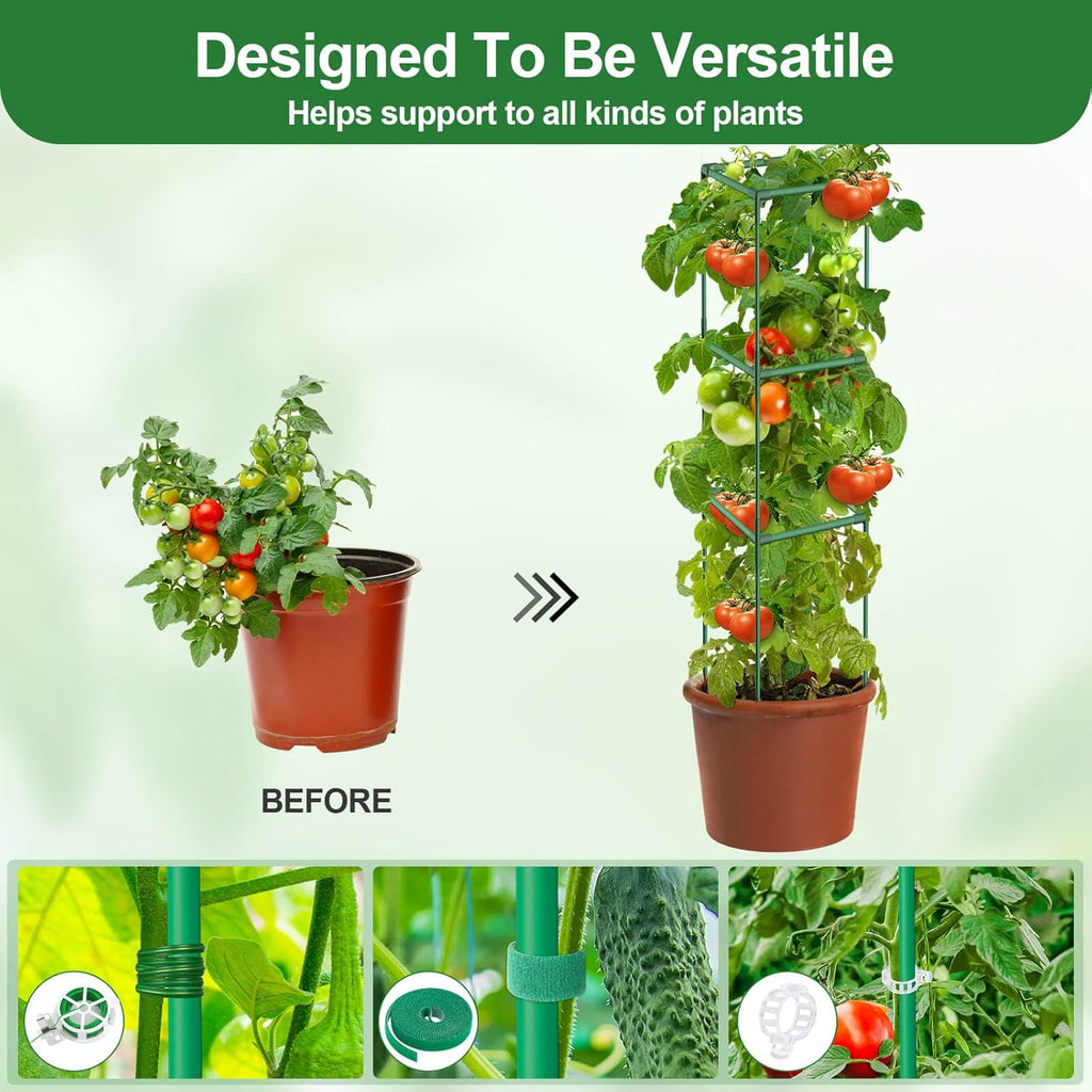 Lezmarket 3 Pack Tomato Cages for Garden, Tomato Trellis for Raised Garden Bed with Plant Clips and Twist Ties for
