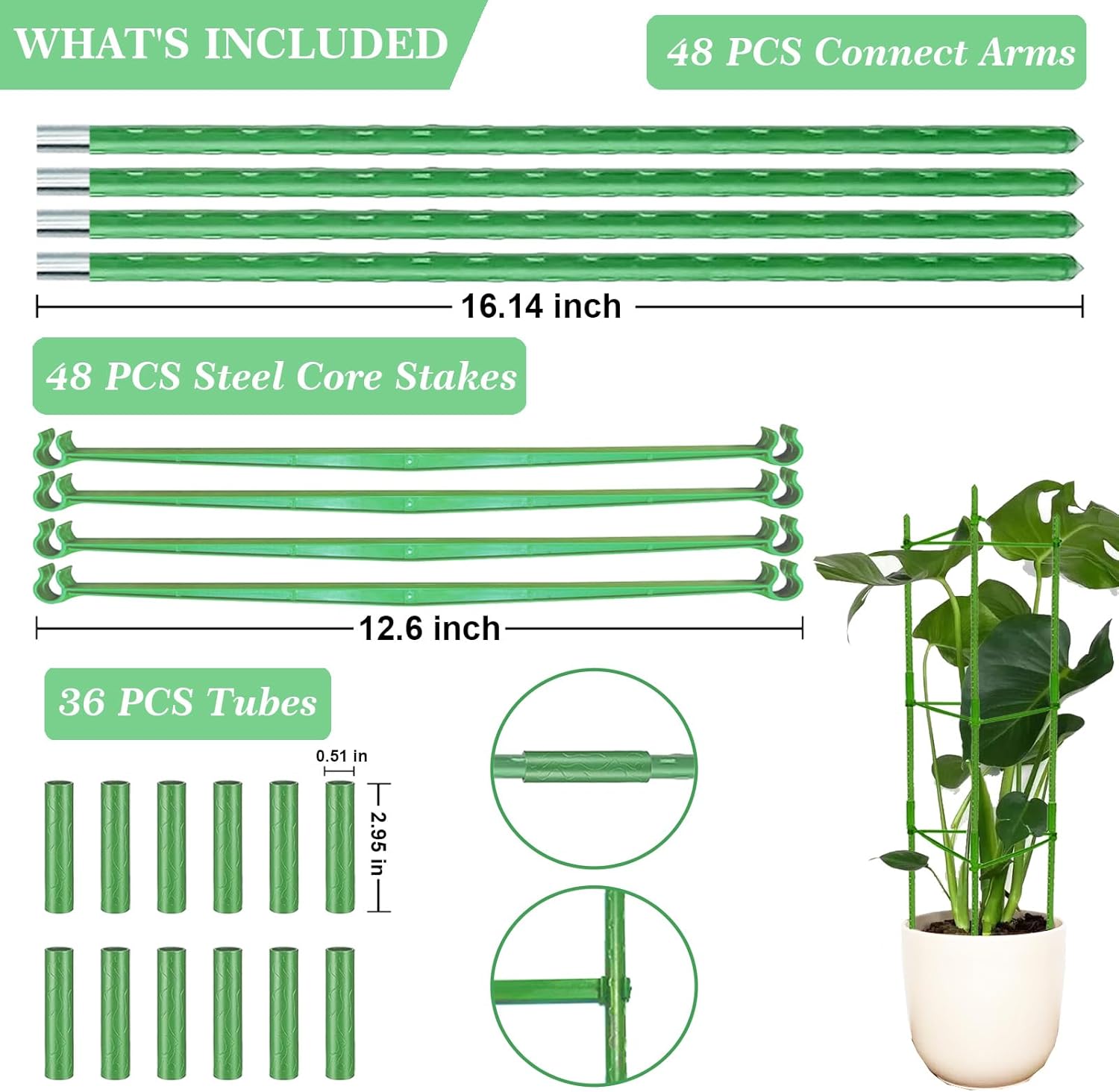 Moirsunt 66Inch Tomato Cage for Garden, 4Pack Plant Support Garden Stakes | Versatile Tomato Stakes Trellis for Raised